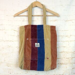 BDG Patchwork Corduroy Tote Bag Large Multicolor Striped Purse Retro Boho 70s